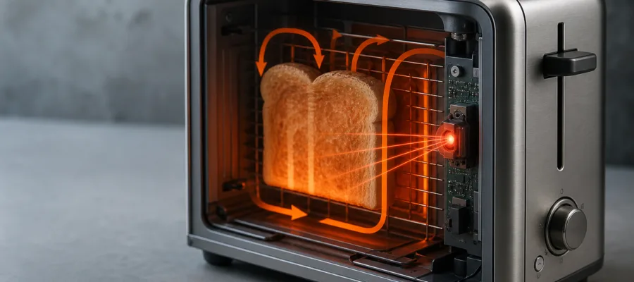 Moderne Toaster-Technologien erklaert: Sensoren, Infrarot und Konvektion im Toaster